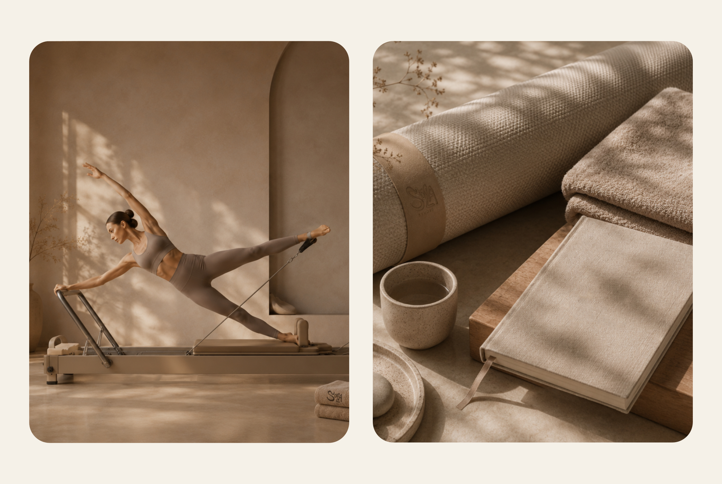 SOLA Studio practice scene and branded studio stationery